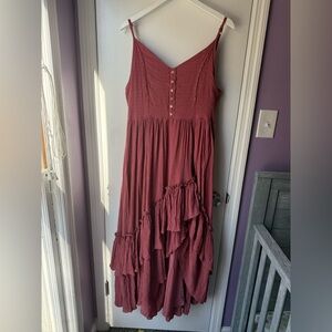 Joyfolie Asymmetrical Burgundy Dress
